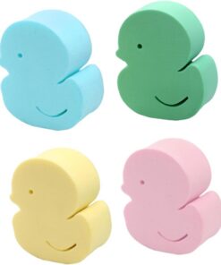 OUNONA 4 Stück-Pack Niedliche Bade Schwämme aus Schwamm mit Cartoon Entenform für Babys Saugfähig und Schäumend für Sanfte Reinigung in Dusche