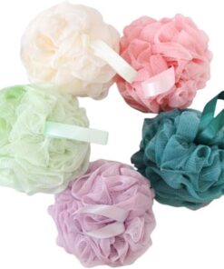5 Stück Duschschwamm Badeblumen aus Pe mit Kurzer Aufhängeschlaufe | Bad und Dusche, Reich Schäumend, Praktische Badaccessoires für Tägliche Reinigung