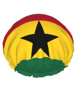 Doppelschichtige Duschhaube mit Flagge von Ghana, wiederverwendbar, leicht und weich, Badehaube für Frauen