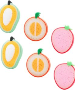 OUNONA 6stücke Badeschwamm in Fruchtform mit Früchtemotiven für Erwachsene und Junge Mädchen Sanft zur Haut zum Peelen und Reinigen aus Hochwertigen Materialien