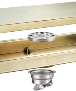 Linearer Duschabfluss, Professioneller Rechteckiger Duschabfluss Aus Gebürstetem Edelstahl 304 Mit Abnehmbarem Rost, Gold Gebürstet
