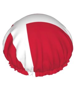 Badekappe mit dänischer Flagge, für langes und kurzes Haar, waschbar, elastisches Band, Badehaarmütze für langes Haar, Zopf