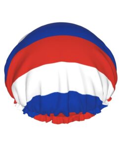 Badekappe mit russischer Flagge, für langes und kurzes Haar, waschbar, elastisches Band, Badehaarmut für langes Haar, Zopf