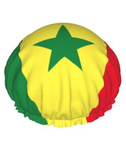 Doppelschichtige Duschhaube mit Flagge von Senegal, wiederverwendbar, leicht und weich, Badehaube für Frauen