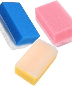 OUNONA 3 Stück-pack Babybadebürste mit Weichen Kunststoffborsten und Schwammkopf zur Babymassage und Sensorischen Integration bei Neugeborenen
