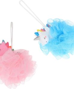 STOBAZA 2 Stück Einhorn Badeschwämme aus Pe Netz Sicherer Luffa Badeschaum Maker mit Peelingfunktion und Aufhängeschlaufe für Badzeit im Haushalt