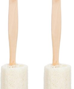 STOBAZA 2 Stück-packung Loofah Schwamm Badebürsten mit Holzgriff für Sanftes Peeling und Massage Natürliche Reinigung für Haut und Brust im Badezimmer