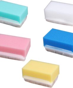 Healvian 5stücke Touch-bürste aus Medizinischem Kunststoff und Schwamm für Massage und Tastreflex bei Junge Mädchen Schnelltrocknend und Hygienisch in Gelb Weiß Grün Blau und Rosa