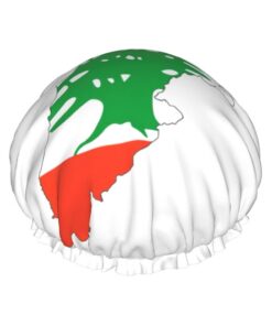 Badehaube mit Libanon-Flagge, Kartendruck, wiederverwendbar, doppelte wasserdichte Schichten, Duschhauben für Damen