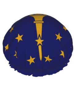 Badehaube mit Indiana-Staatsflaggen-Druck, wiederverwendbar, doppelte wasserdichte Schichten, Duschhauben für Frauen und Damen