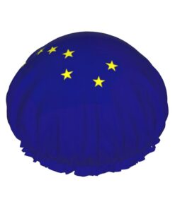 Alaska State Flag Print Badekappe für langes Haar und kurzes Haar, waschbares Gummiband, Badehaarmut für langes Haar, Zopf