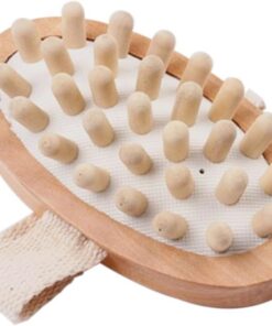 Holz Körpermassagebürste mit Rundem Massagekopf für Dusche | Einfach zu Reinigen, Entfernt Abgestorbene Haut, Badezubehör für Badewanne und Körperpflege