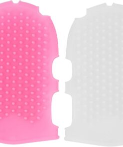 Healvian 2 Stück Silikon Massage Duschset Ergonomische Badebürste für Körperpeeling und Hautmassage Rosa und Weiß Hautfreundlich und Vielseitig für Spa und Familienbad