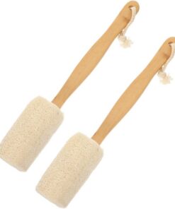 OUNONA 2stücke Schrubberbürste für Badewanne Luffaschwämme mit Langem Griff Natürliche Peeling-badeschwämme für Körperreinigung Badebürste zum Baden Luffa-körpermassage-tool