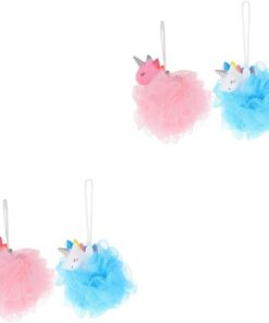 Healvian 4 Stück Einhorn-Badeball Blasenschwamm kinder reinigungshandschuhe handtücher Schwämme Luffa Kugeln zum Körperpeeling die Blase Badeblume Schaumkugel Badetuch Wäscher Sport