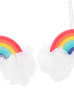 STOBAZA Badeblumen Hautpeeling Pads aus Schwamm (PE) Regenbogen 2 Stück Exfoliierende Dusche Reiniger für Sanfte Hautreinigung