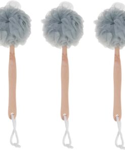 STOBAZA 3 Stück Badekugeln mit Langem Holzgriff zur Rückenmassage und Hautreinigung Nylonborsten für Dusche und Bad zur Sanften Entfernung Abgestorbener Haut