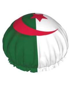 Duschhaube mit Algerien-Flaggen-Druck, weich gefüttert, doppellagig, waschbar, breites Gummiband, Haar-Duschhaube für Badewanne