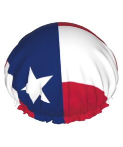 Badekappe mit Texas-Motiv, für langes und kurzes Haar, waschbar, elastisches Band, Badehaarmütze für langes Haar, Zopf
