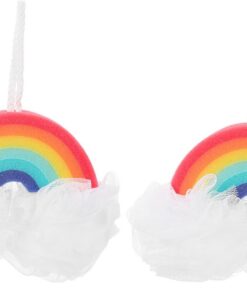 OUNONA 2stücke Duschschrubber Duschbadekugel Duschbadenetzball Badenetzballschrubber Duschbadepoufs Regenbogen Duschball Regenbogen Badekugel Duschnetzball Körper Wäscher Tragbar Für Reis