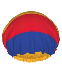 Badekappe mit Flagge von Armenien, für langes Haar und kurzes Haar, waschbar, elastisches Band, Badehaarmütze für langes Haar, Zopf