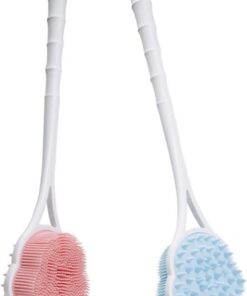 Abaodam 2 Stück Teiliges Silikon Rückenbürsten Massageperlen Sanfte Körperbürste für Dusche und Bad Ergonomisch Weich Exfolierend Langem Griff Praktische Hautreinigung und Massage