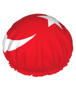 Badekappe mit Flagge der Türkei für langes Haar und kurzes Haar, waschbar, elastisches Band, Badehaarmut für langes Haar, Zopf