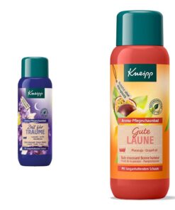 Kneipp Aroma-Pflegeschaumbad Zeit für Träume Lavendel Vanille und Abendblume, 1er Pack (1 x 400 ml) & Aroma-Pflegeschaumbad Gute Laune, 1er Pack (1 x 400 ml)