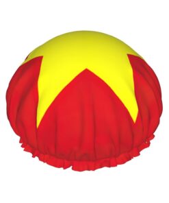 Duschhaube mit vietnamesischer Flagge, groß, waschbar, elastisches Band, Badehaar, Duschhaube