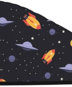 BONDIJ Universe Rockets Bade-/Duschhaube für Frauen, Korallensamt, trockene Haarhaube, saugfähig, schnell trocknend, Handtücher