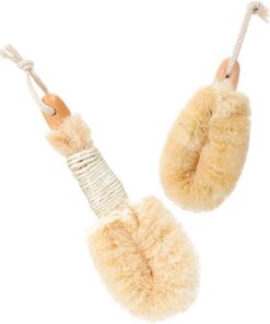 OUNONA Badebürste 2 Stück aus Sisal und Holz Ergonomische Duschbürste zum Sanften Körperpeeling und Gründlichen Reinigen Tragbar für Trockenes und Nasses Hautpeeling