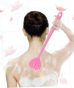 Healvian 2 Stück Silikon Badebürste Mit Langem Griff Herzförmig Doppelseitig Weiche Borsten Massage Und Peelingbürste Für Dusche Und Körperpflege (blau Rosa