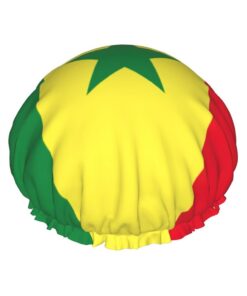 Badehaube mit Flagge von Senegal, wiederverwendbar, doppelte wasserdichte Schichten, Duschhauben für Frauen und Damen