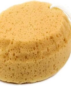 Badeschwamm 5 Stück Oval Gelb mit Wabenmuster und Kurzschlaufe | Duschball aus Schaumstoff, Robuste Verarbeitung, Hält die Haut Feucht, für Körperreinigung unter Dusche