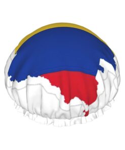 Badehaube mit Kolumbien-Flagge, Kartendruck, wiederverwendbar, doppelte wasserdichte Schichten, Duschhauben für Frauen und Damen