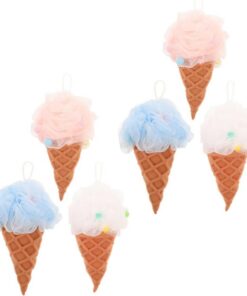 VALICLUD 6stücke Eiscremeform Peeling-körperschwamm Wiederverwendbarer Duschschwamm aus Pe für Damen Badeschwämme für Ganzkörperreinigung Rückenschwamm Duschzubehör Badezimmerzubehör