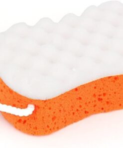 XYZOOM Schwamm Dusche Bad Spa Körperpeeling Waschen Reinigung Puff Orange Weiß(ab4aa f71a5 215d0 12576 8b3df f7075