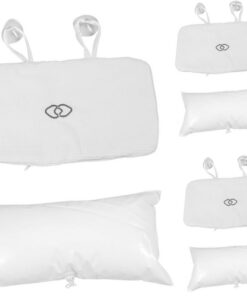 OUNONA 3 Stück Weißes Badewannenkissen zum Baden mit Saugnäpfen aus Gewebe und PVC Ergonomisch und Waschbar Nackenstütze für Spa Hotel und Zuhause