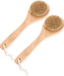 OUNONA 2stücke Badebürste mit Wildschweinborsten Peelingbürste für Körper und Badewanne Duschbürste mit Kurzem Griff für Nass und Trockenanwendung Körpermassagebürste für Peeling und Pfle