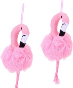 VALICLUD 2 Stück-pack Flamingo Duschball Farbiger Netz Badeschwamm Weich Reichhaltiger Schaum Körperpeeling Sanfte Hautreinigung Badezubehör Für Zuhause Und Reisen