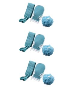 Healvian 3 Sätze dreiteiliges Badetuchset Bad Luffas Badeschwamm für den Körper skin care set skincare set Handschuhe Badezimmerzubehör praktisches Handtuch ein Bad nehmen Badeblume Wäscher