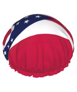 Ohio State Flag Print Badekappe für langes Haar und kurzes Haar, waschbares Gummiband, Badehaarmut für langes Haar, Zopf