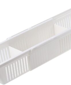Ausziehbare Badewannenablage aus Pp, Badewannenkorb 86x14x10 cm | Verstellbar von 57 bis 86cm, Weiß, für Badezimmer, Ablage für Badschwamm und Handtuch