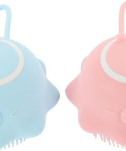 OUNONA 2 Stück Silikon Badebürste mit Duschgelhalter Weich für Empfindliche Haut und Babys Klein Massagebürste für Bad Dusche Hautfreundlich Rosa und Hellblau