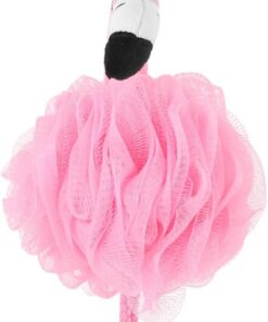 Cabilock Flamingo Badeblumenball Aus Netzmaterial Peeling Duschschwamm Mit Aufhängeschnur Schnell Trocknend Für Tägliche Körperpflege Und Reisen Rosa