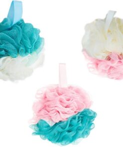 STOBAZA Badekugeln zum Peeling mit Kurzem Seil 3 Stück-pack aus Netzgewebe aus PE Material Weiche Duschbälle und Praktisches Badezubehör Zufällige Farbe für Damen und Herren