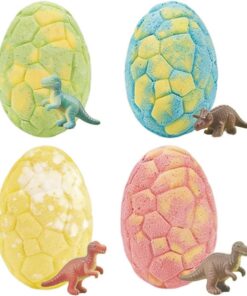 Aromatherapy Bath Balls, Egg Shape Shower Steamers Set, 4 Piece Fragrant Relaxation Bombs, Handmade Spa Tablets Formula, Surprise Dinosaur Toy Bath Set with Fun Design, Self Care Gift for Relaxation