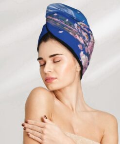 Mount Fuji Dry Hair Cap Haartrocknungshut mit Knöpfen Super saugfähig schnell trocknend Haartuch Wrap Weicher Haarhut für Frauen Trockenes Haar Turban für nasses lockiges langes Haar