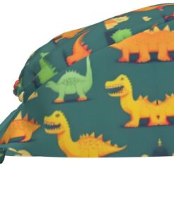 Viele kleine Dinosaurier-Reinigungskappe, atmungsaktiv, verstellbar, für den Mehrzweckgebrauch in Chef, Spa, Fitness und Zuhause