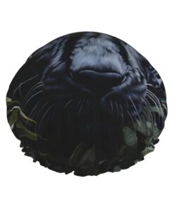 Badekappe mit Leopardenmuster, für langes und kurzes Haar, waschbar, elastisches Band, Badehaarmütze für langes Haar, Zopf